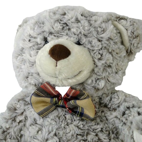 FAO Schwartz Bow Tie Plush Teddy Bear Stuffed Animal Curly Frosty Hair Brown 18" - Picture 3 of 8